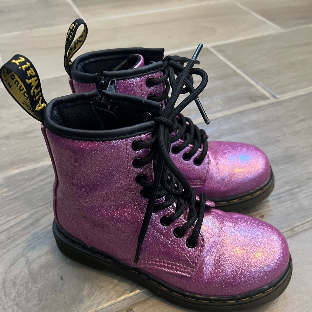 Dr. Martens girls pink glitter boots size 11